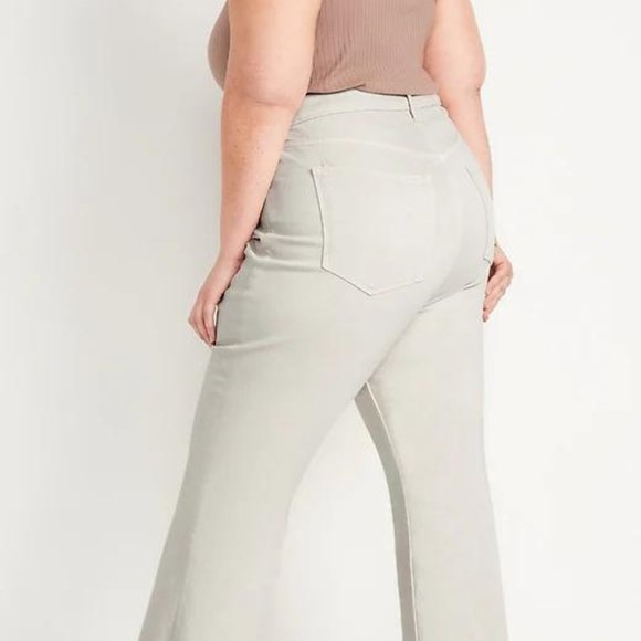Old Navy Higher High-Rise Off-White Side-Split Flare Jeans for Women New - Picture 11 of 12
